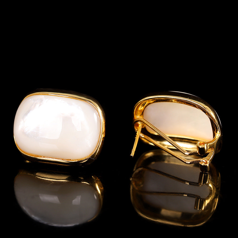 S925 Geometric Shell Earrings