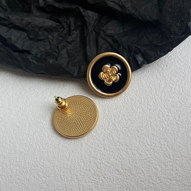 Handmade Camellia Enamel Stud Earrings