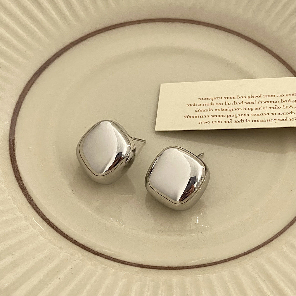 Glossy/Brushed Square Gold Earrings