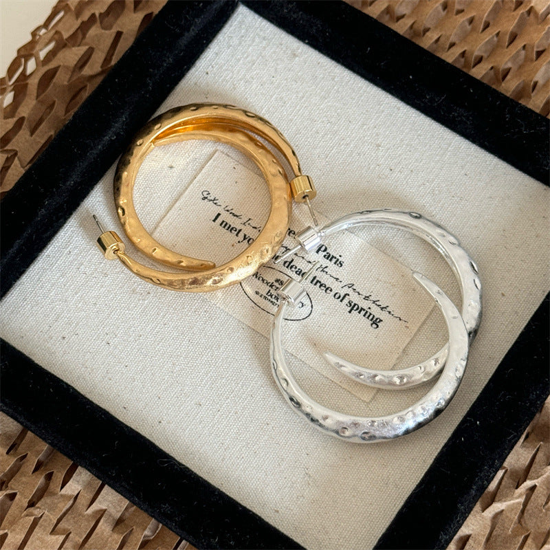 Hammered Moon Hoop Earrings