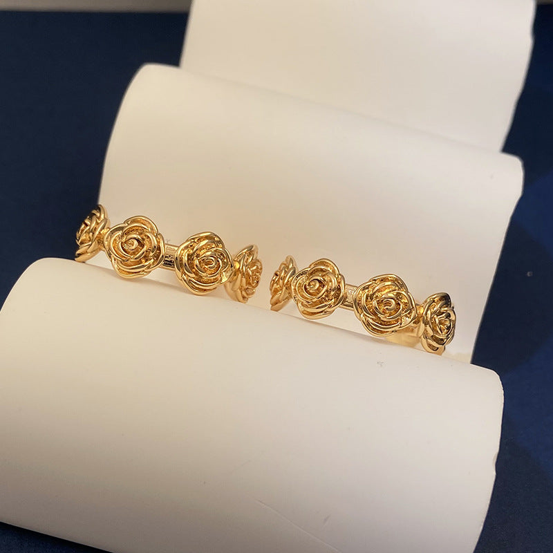 18K Gold Rose Woven Earrings