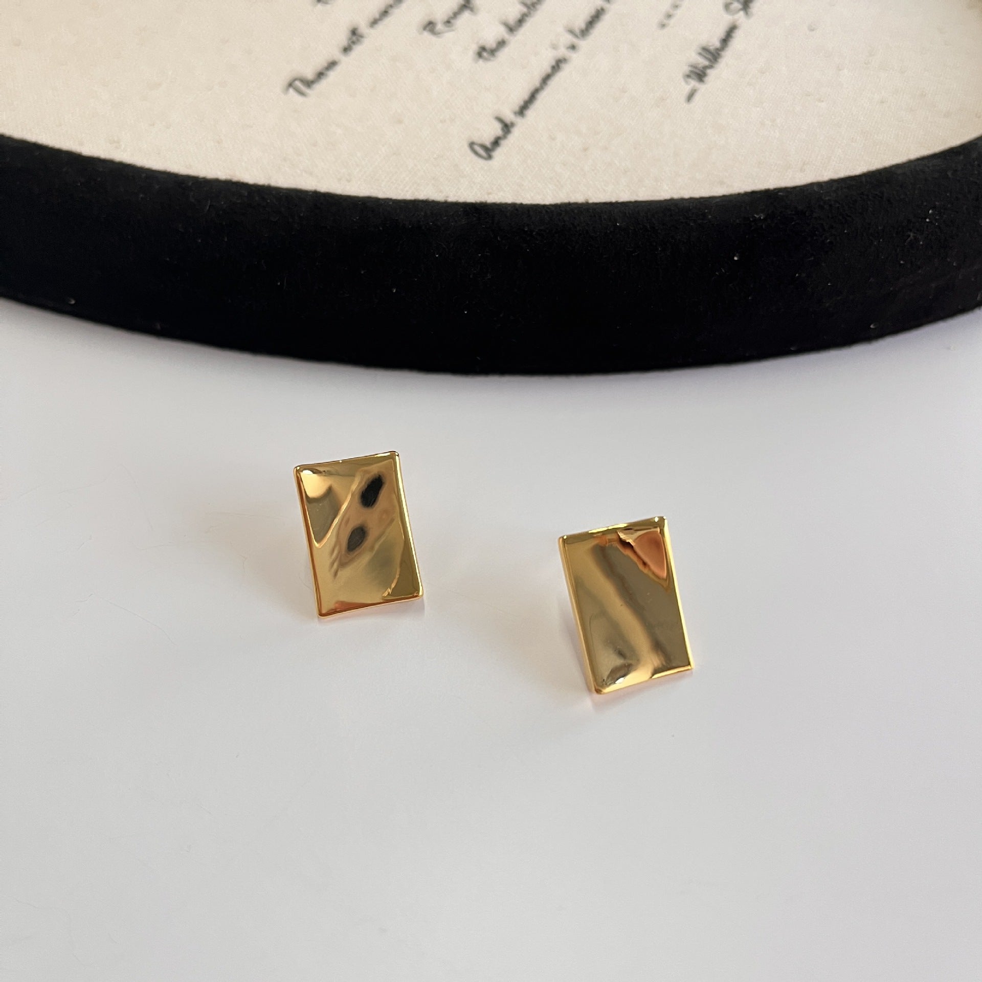 Minimalist Gold Brick Earrings