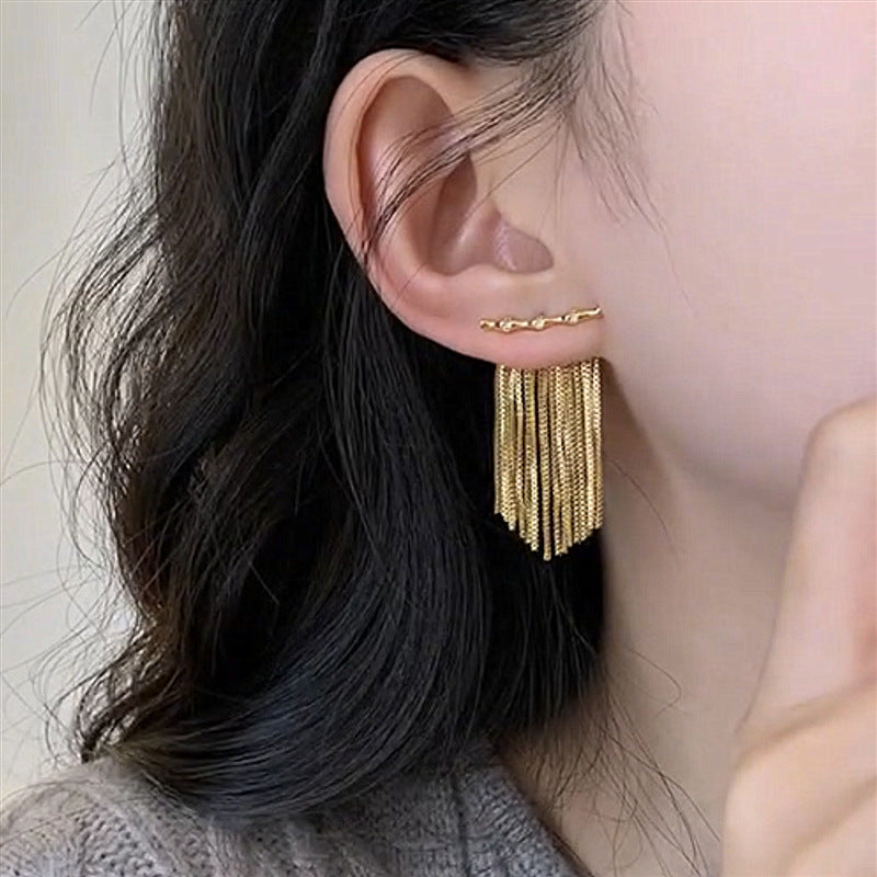 Bamboo Tassel Stud Earrings