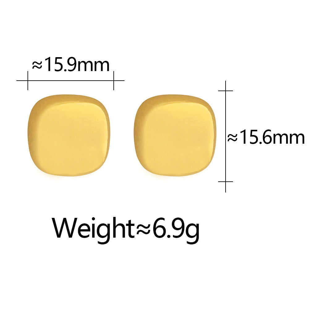 Glossy/Brushed Square Gold Earrings