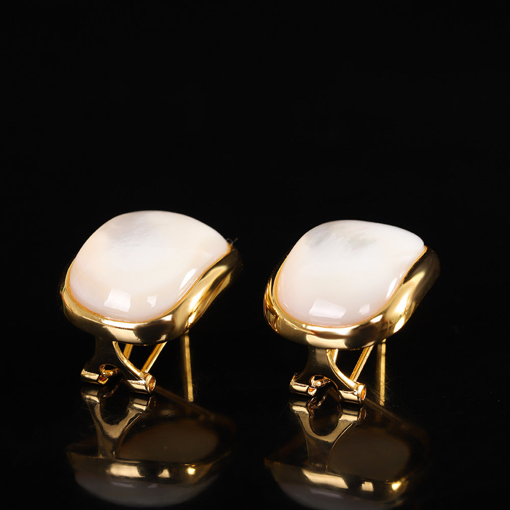 S925 Geometric Shell Earrings