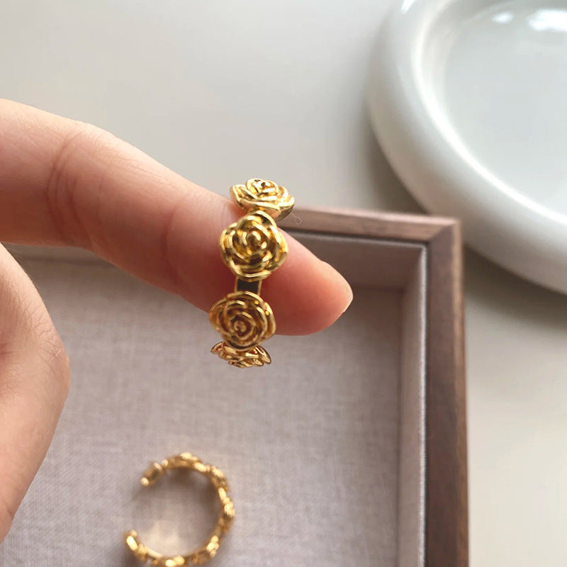 18K Gold Rose Woven Earrings