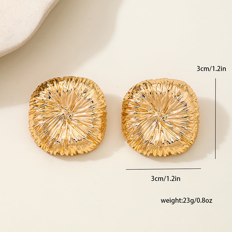 Retro Square Metal Earrings – Bold Geometric Studs