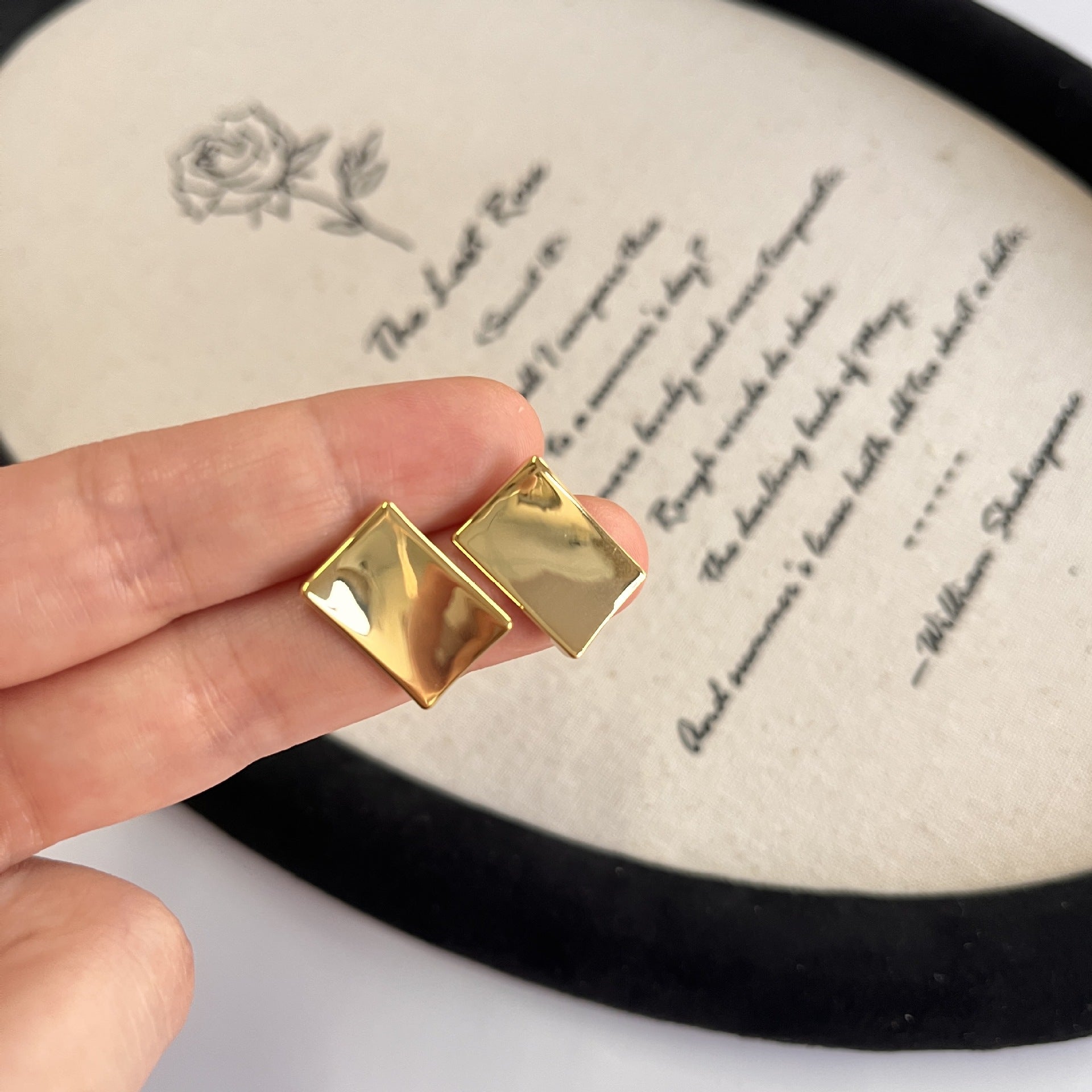 Minimalist Gold Brick Earrings