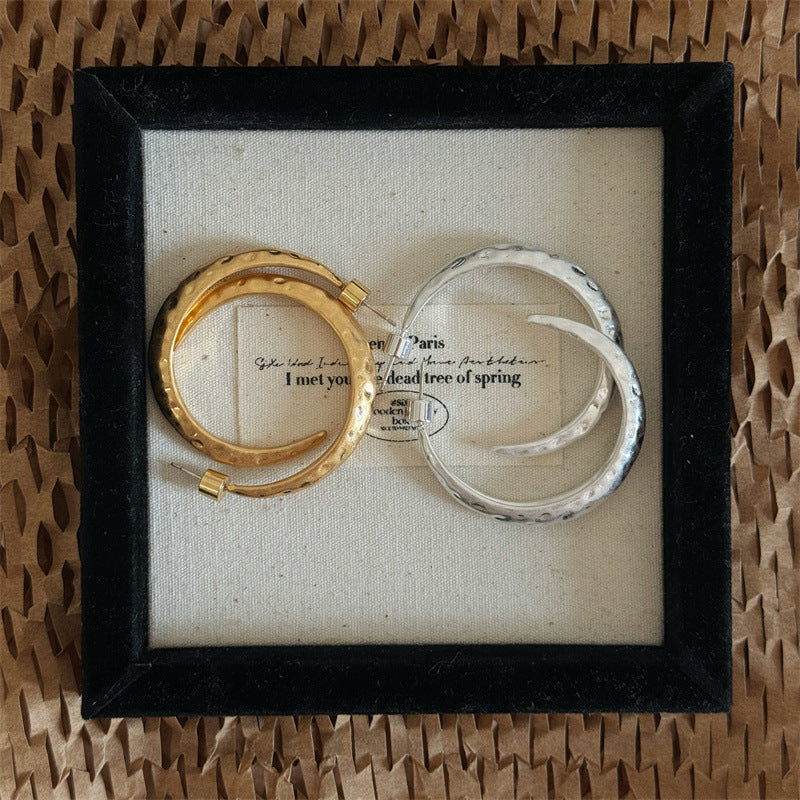 Hammered Moon Hoop Earrings