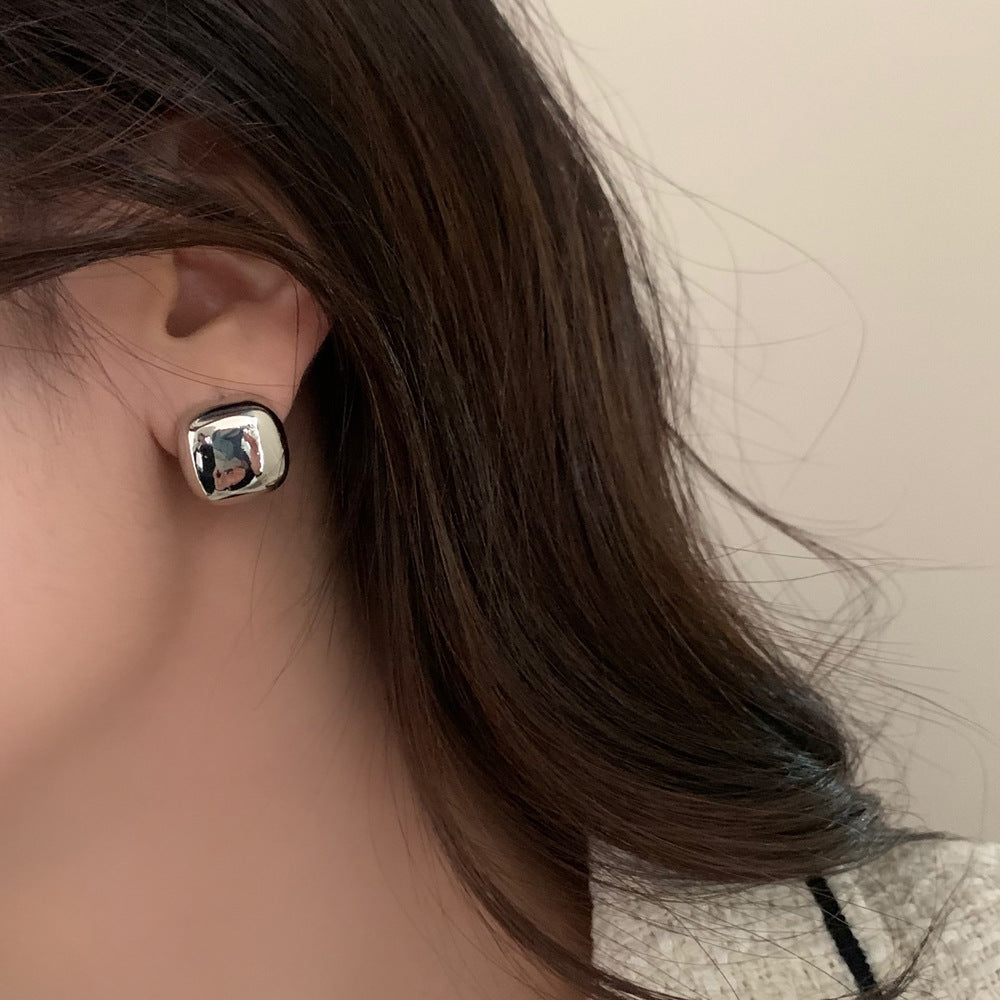 Glossy/Brushed Square Gold Earrings