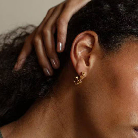 18K Gold Rose Woven Earrings