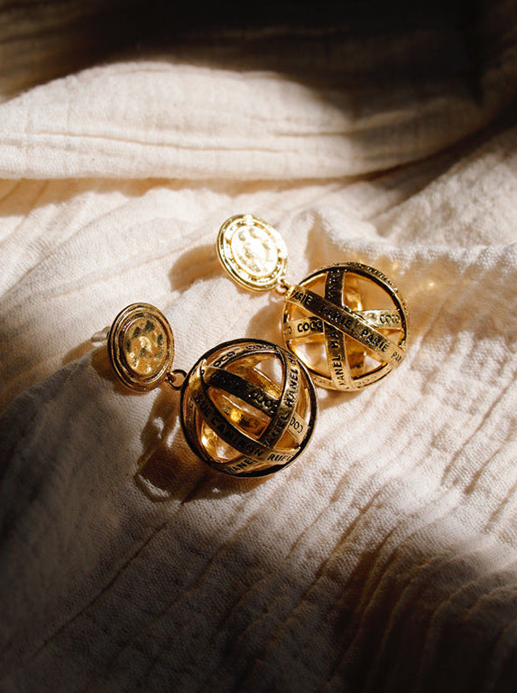 Gold Drop Earrings – Bold Round Statement