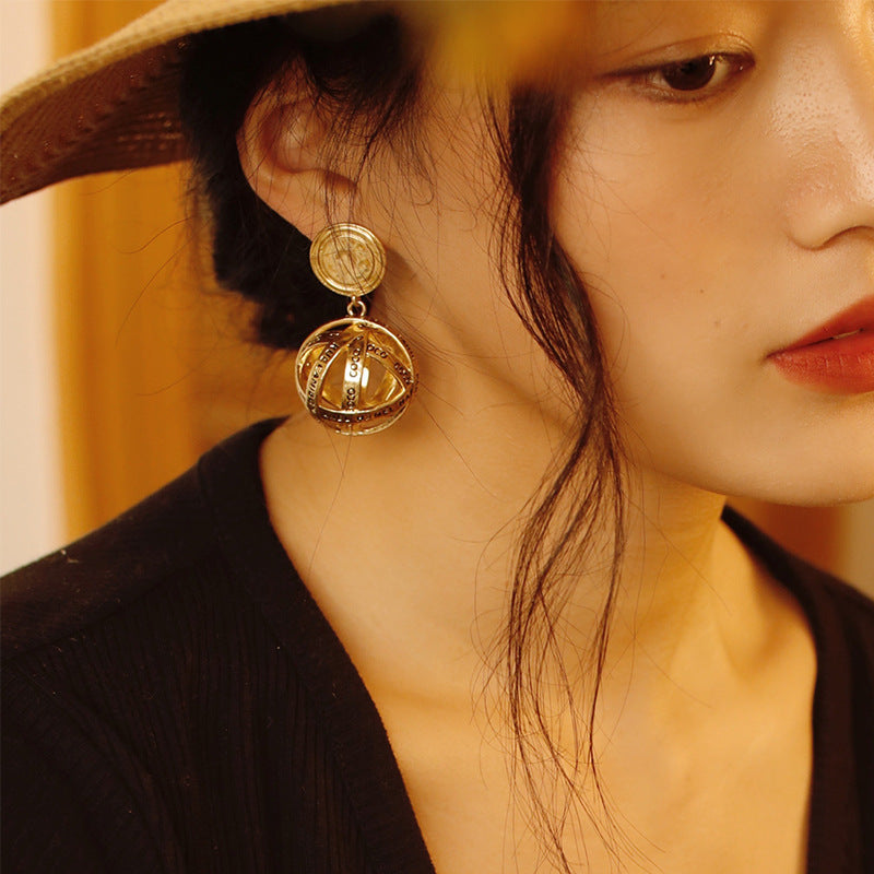 Gold Drop Earrings – Bold Round Statement