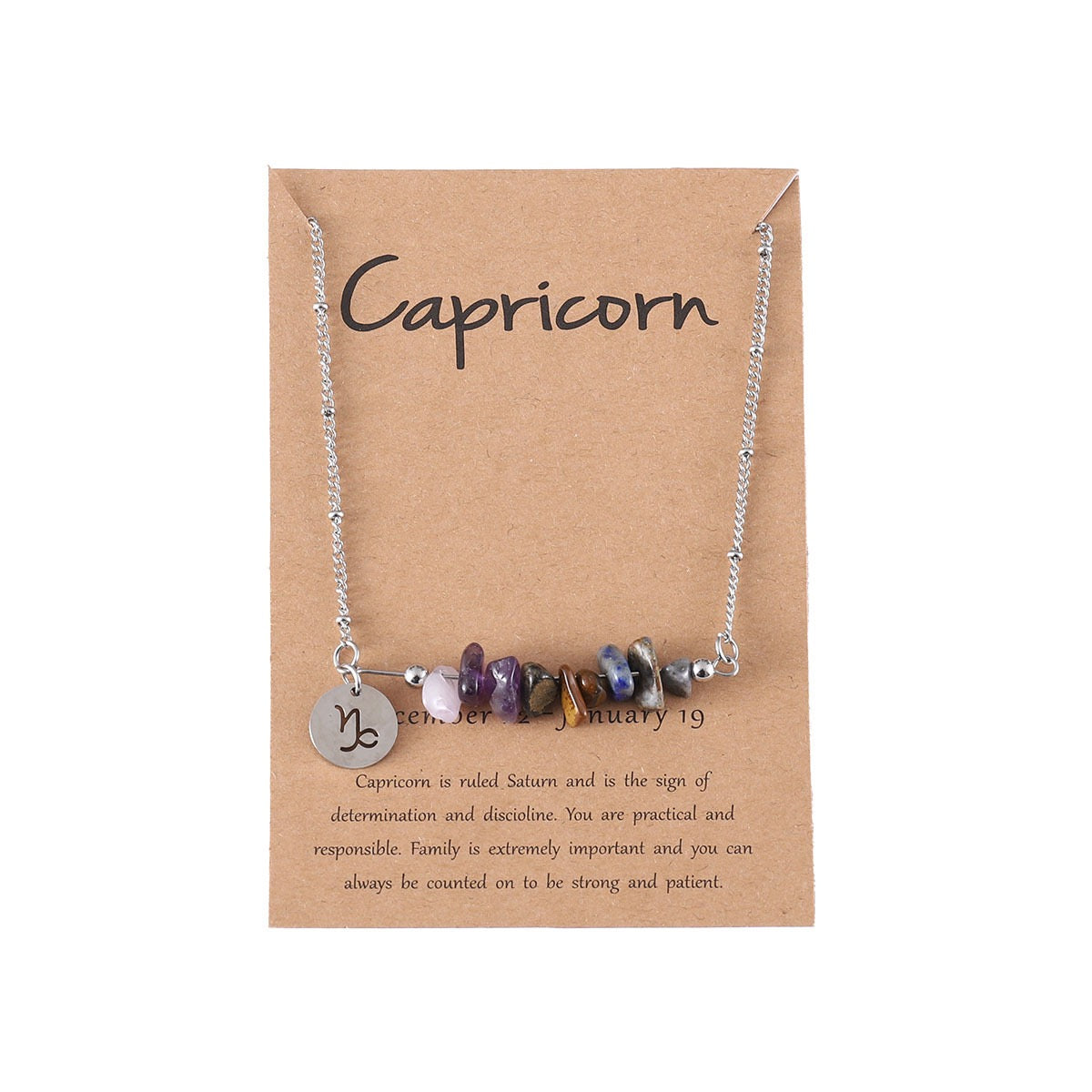 Zodiac Birthstone Constellation Necklace – Raw Crystal Chain