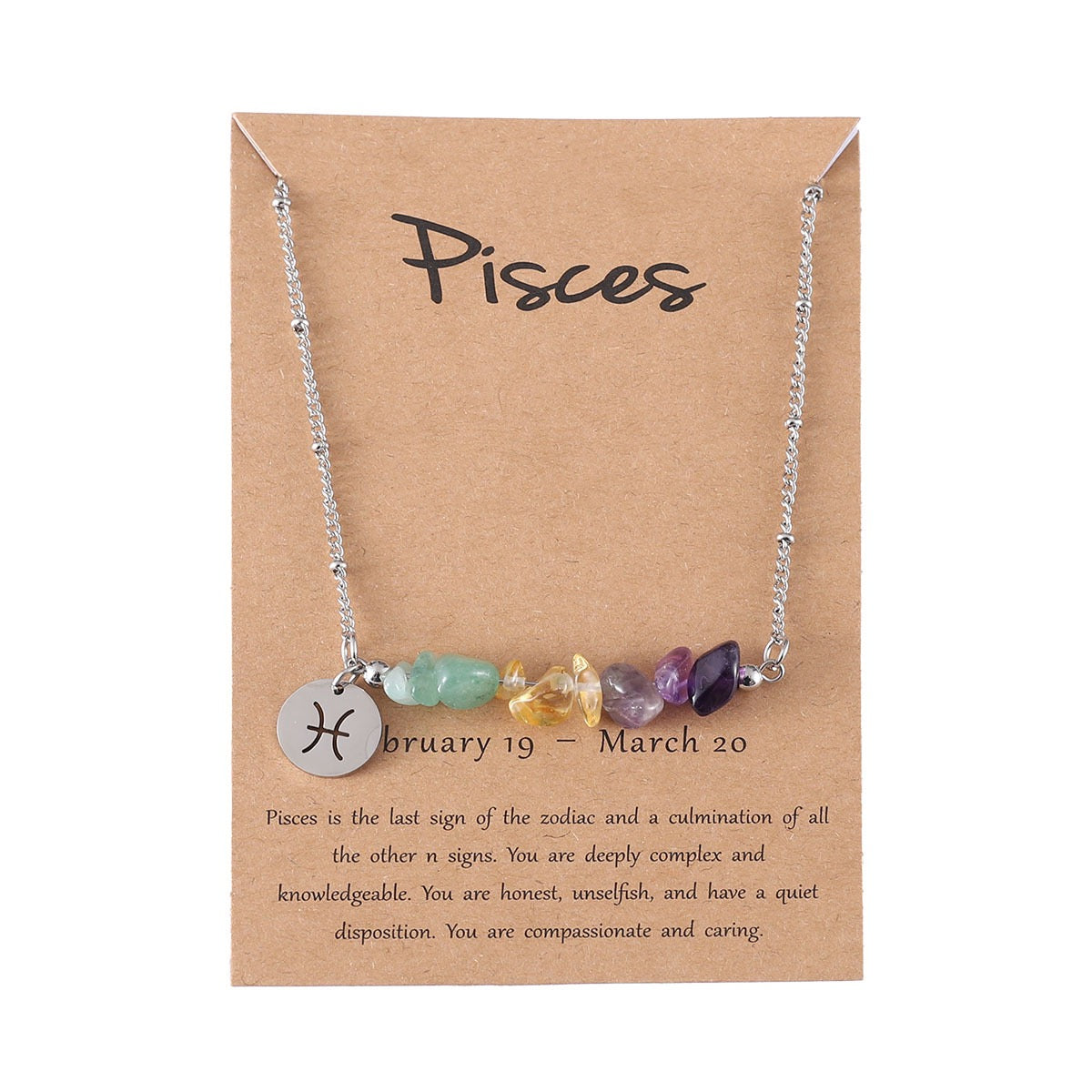 Zodiac Birthstone Constellation Necklace – Raw Crystal Chain