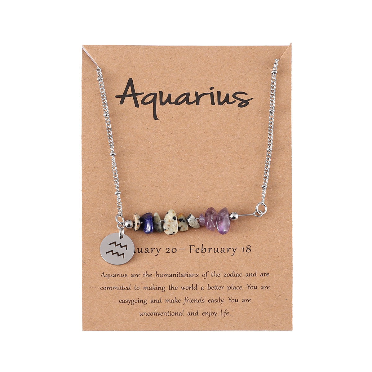 Zodiac Birthstone Constellation Necklace – Raw Crystal Chain