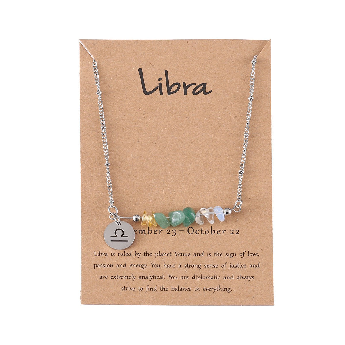 Zodiac Birthstone Constellation Necklace – Raw Crystal Chain