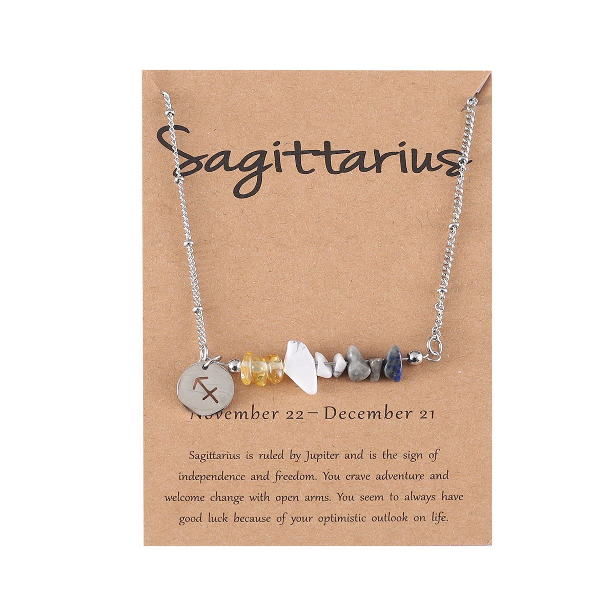 Zodiac Birthstone Constellation Necklace – Raw Crystal Chain