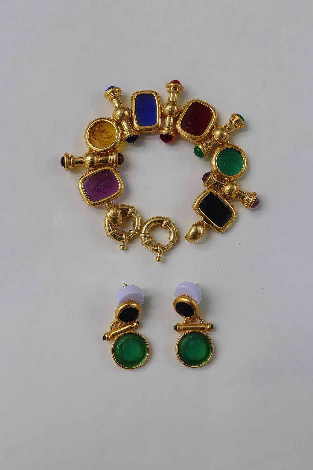 Enamel Cameo Bracelet/Earring