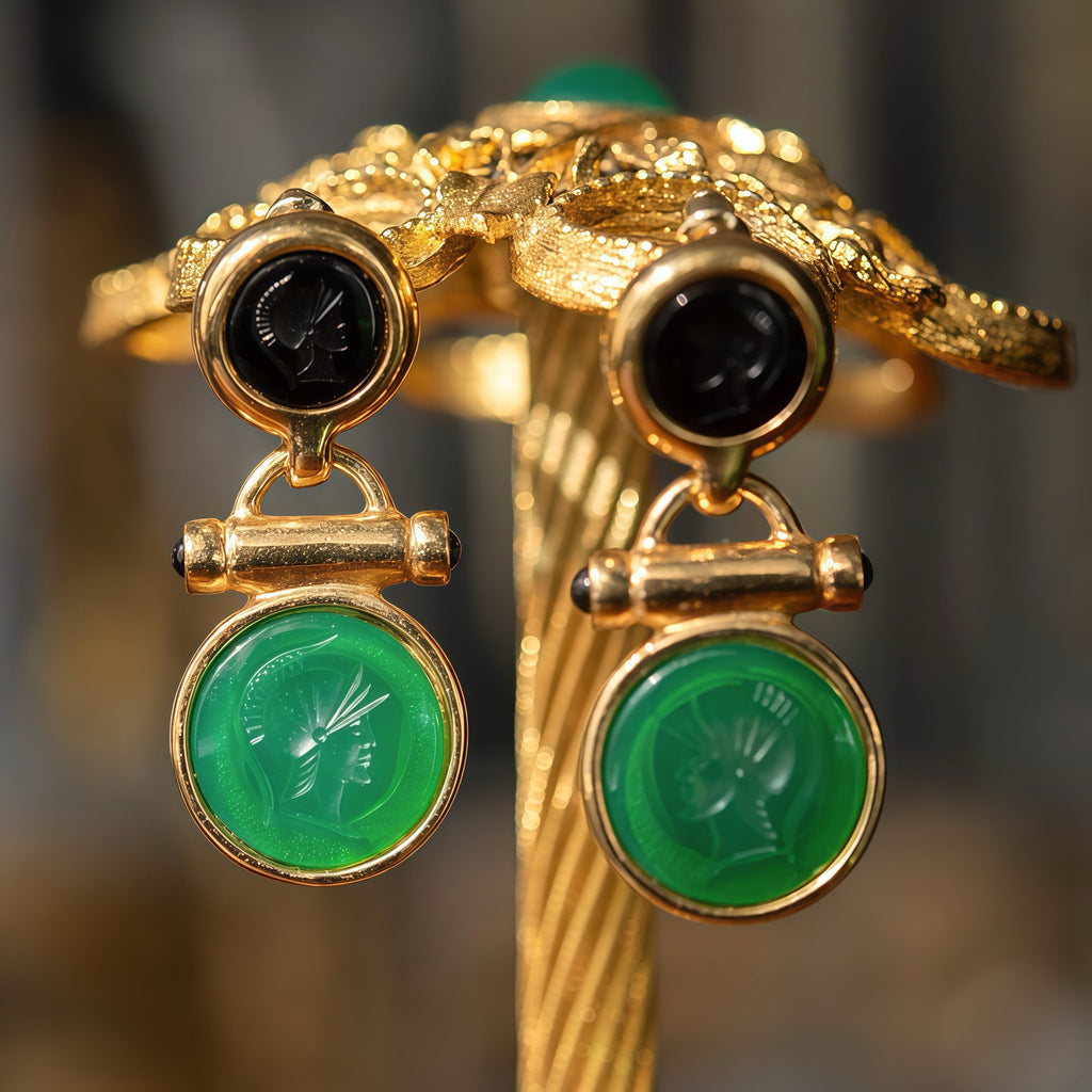 Enamel Cameo Bracelet/Earring