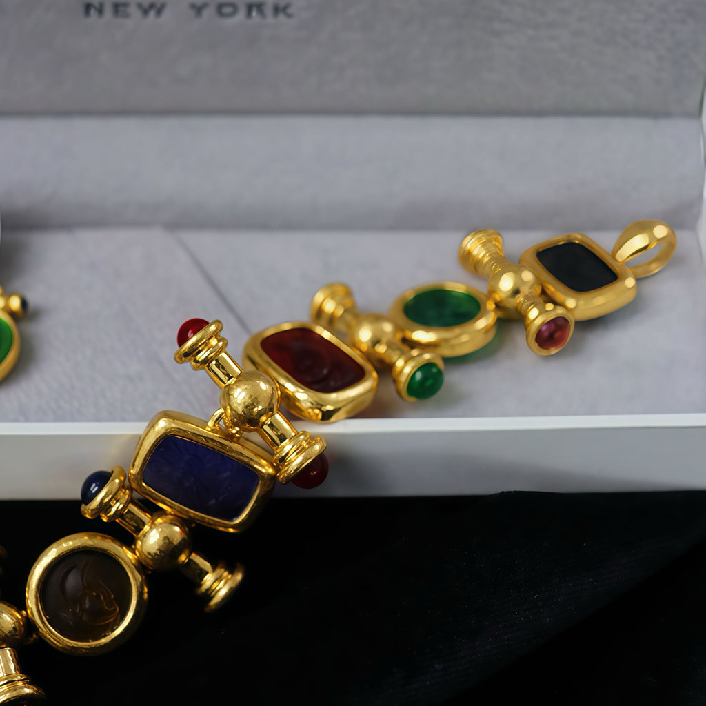 Enamel Cameo Bracelet/Earring