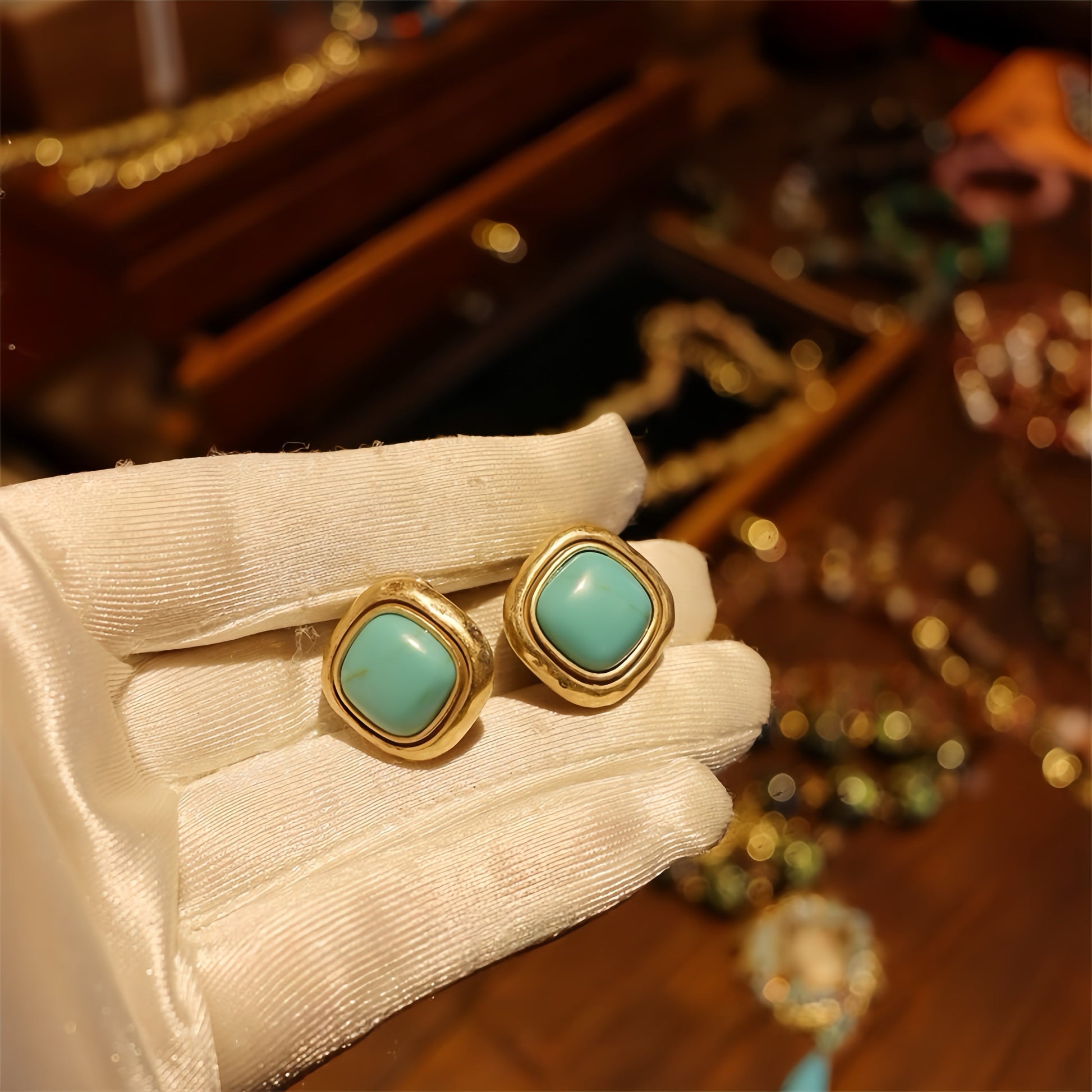 Vintage Turquoise Jewelry Set - Clavicle Chain