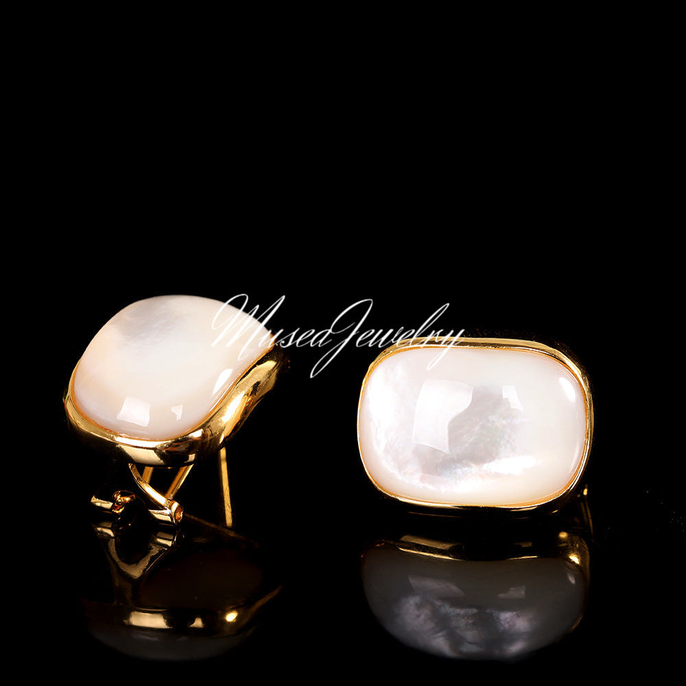 S925 Geometric Shell Earrings