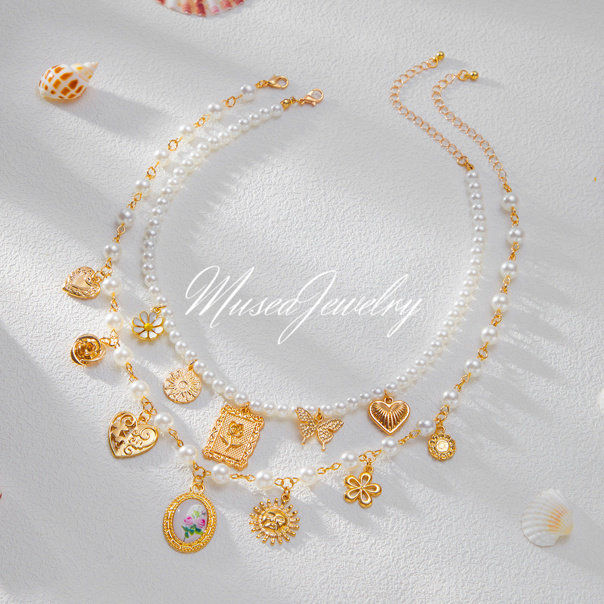Pearls & Shells: Coastal Charm Necklace