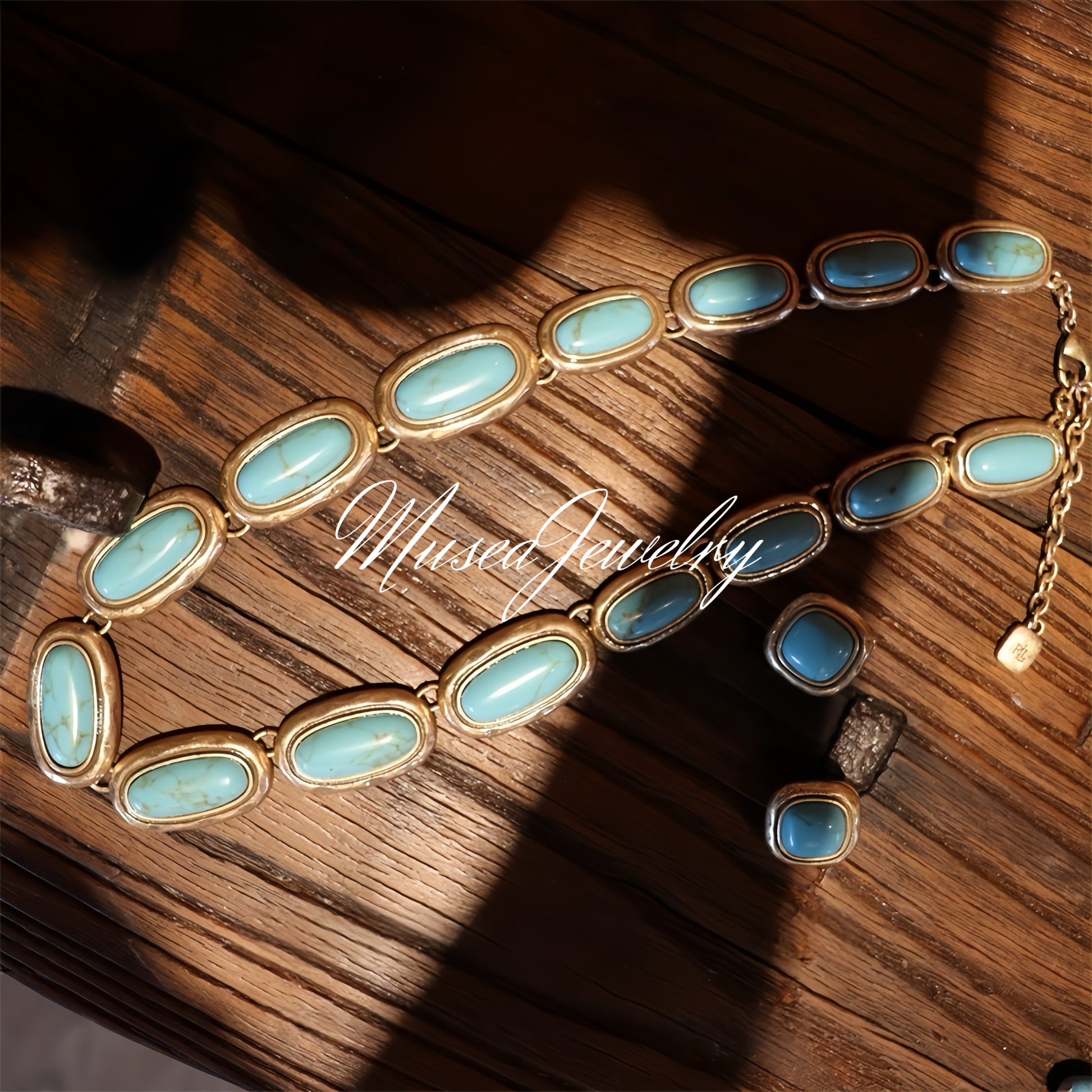 Vintage Turquoise Jewelry Set - Clavicle Chain