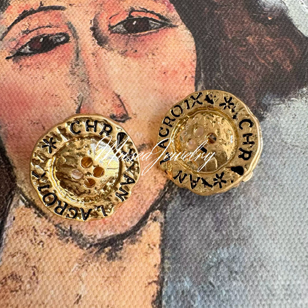 Hand-Painted Vintage Palace Round Ear Clips