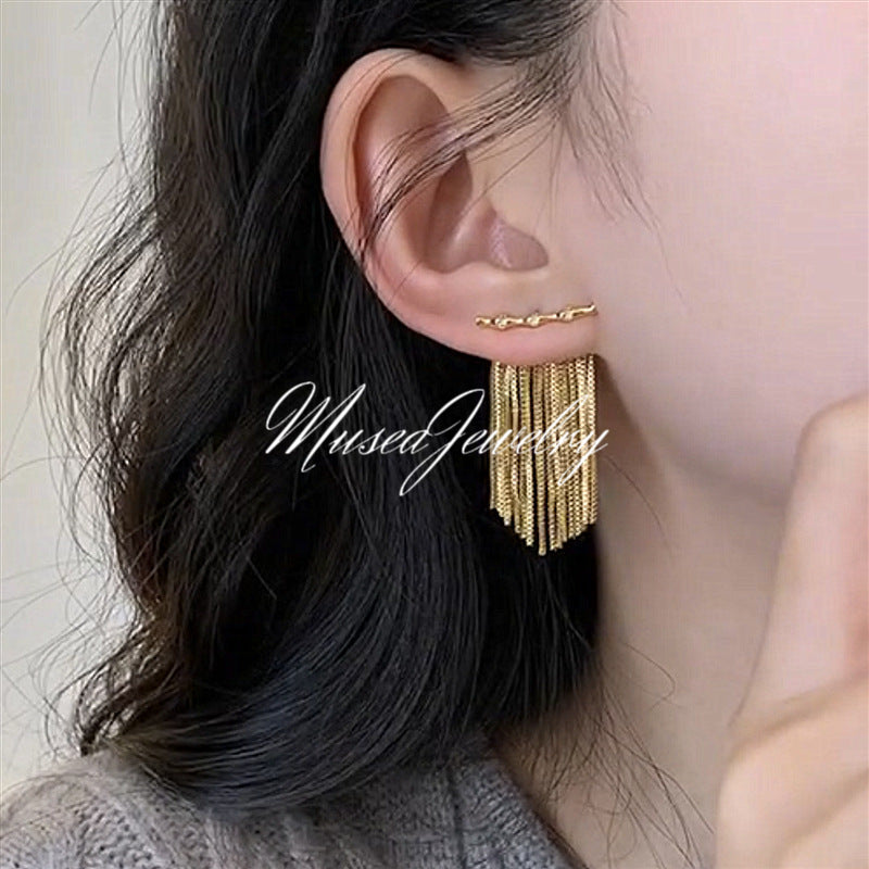 Bamboo Tassel Stud Earrings