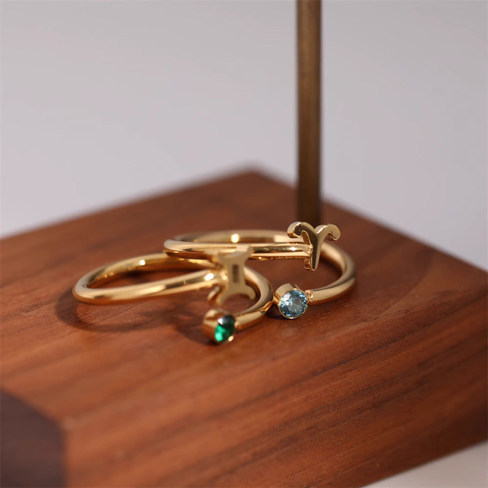 Zodiac Ring - Adjustable with Birthstone