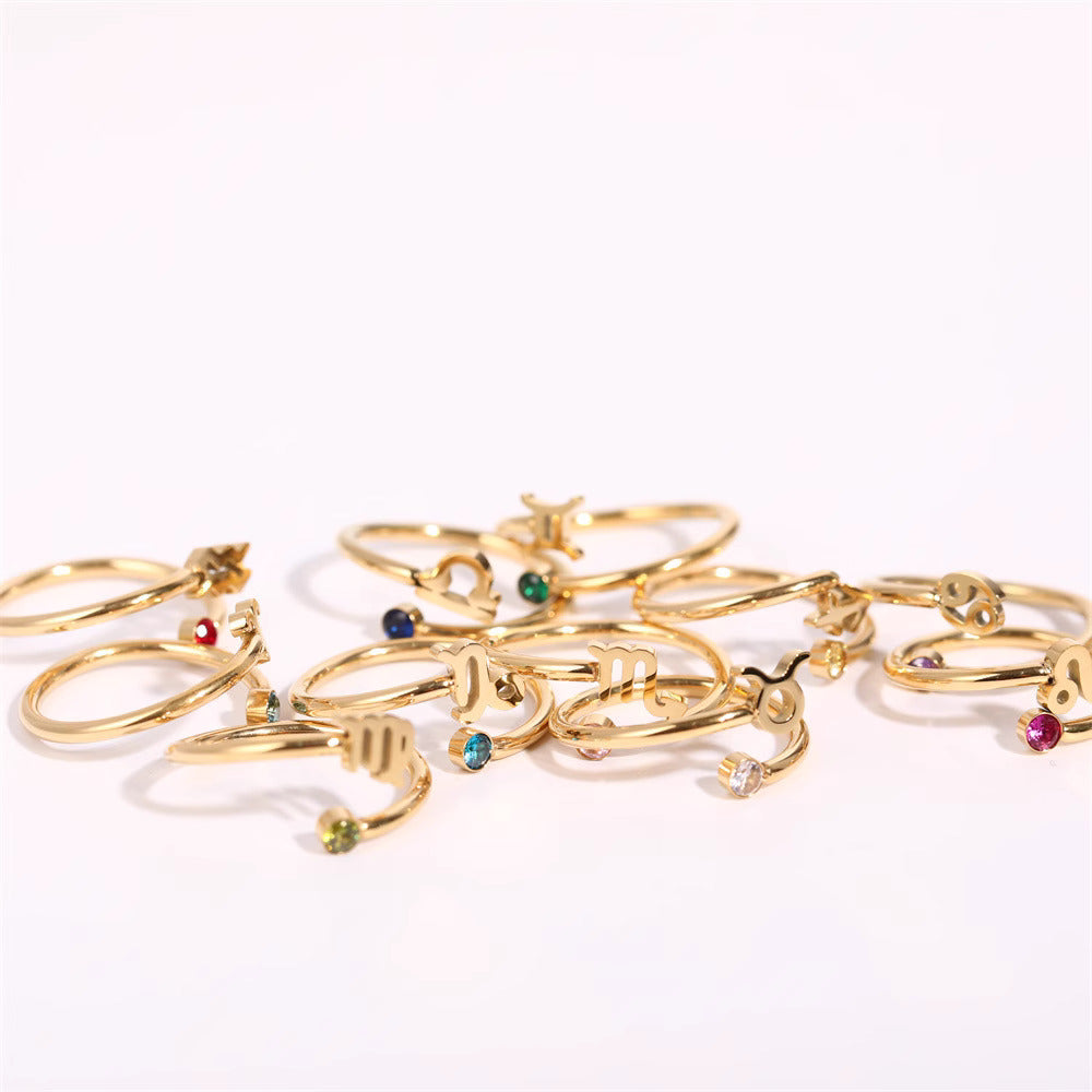 Zodiac Ring - Adjustable with Birthstone