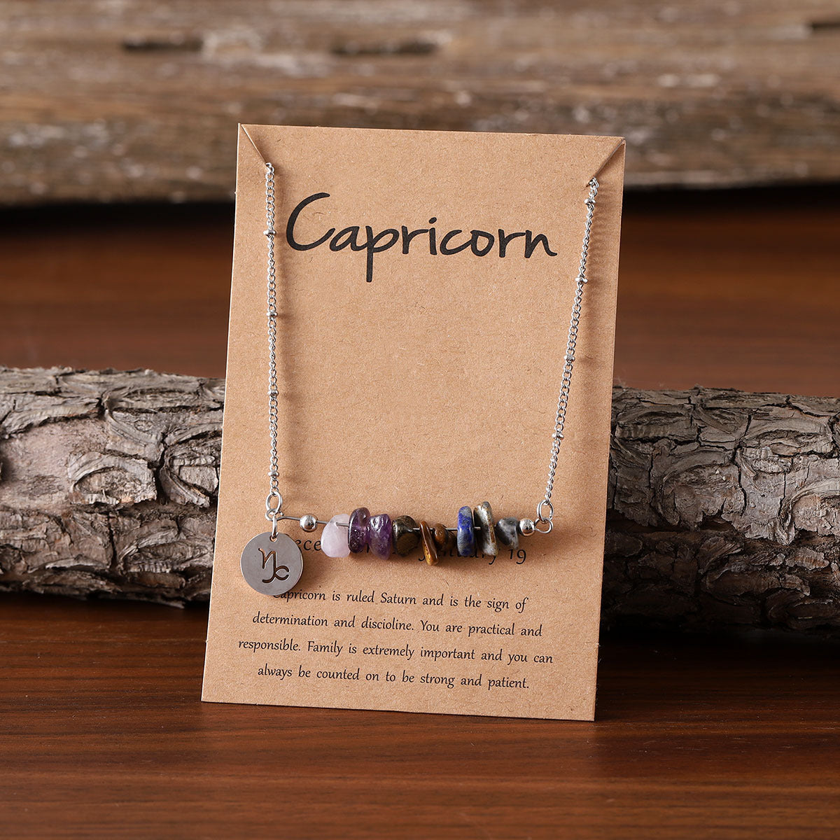 Zodiac Birthstone Constellation Necklace – Raw Crystal Chain