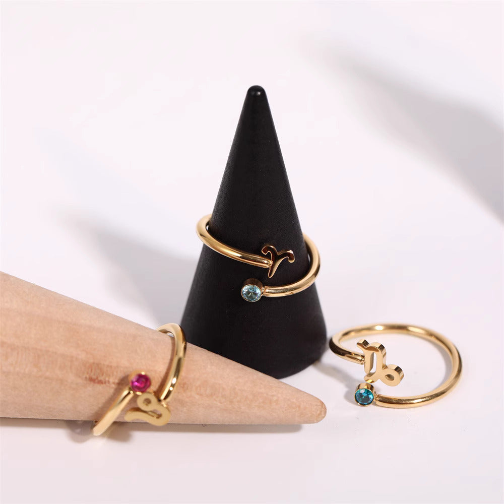 Zodiac Ring - Adjustable with Birthstone