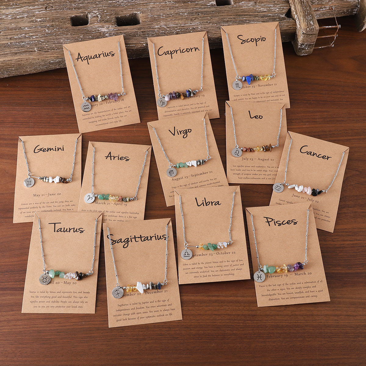 Zodiac Birthstone Constellation Necklace – Raw Crystal Chain