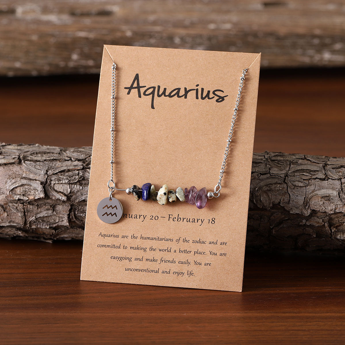Zodiac Birthstone Constellation Necklace – Raw Crystal Chain