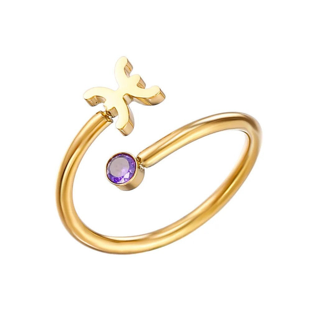 Zodiac Ring - Adjustable with Birthstone