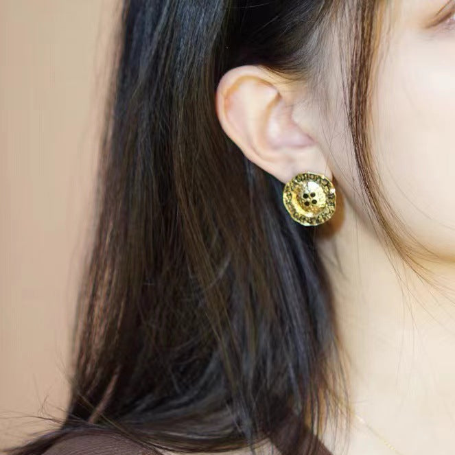 Hand-Painted Vintage Palace Round Ear Clips