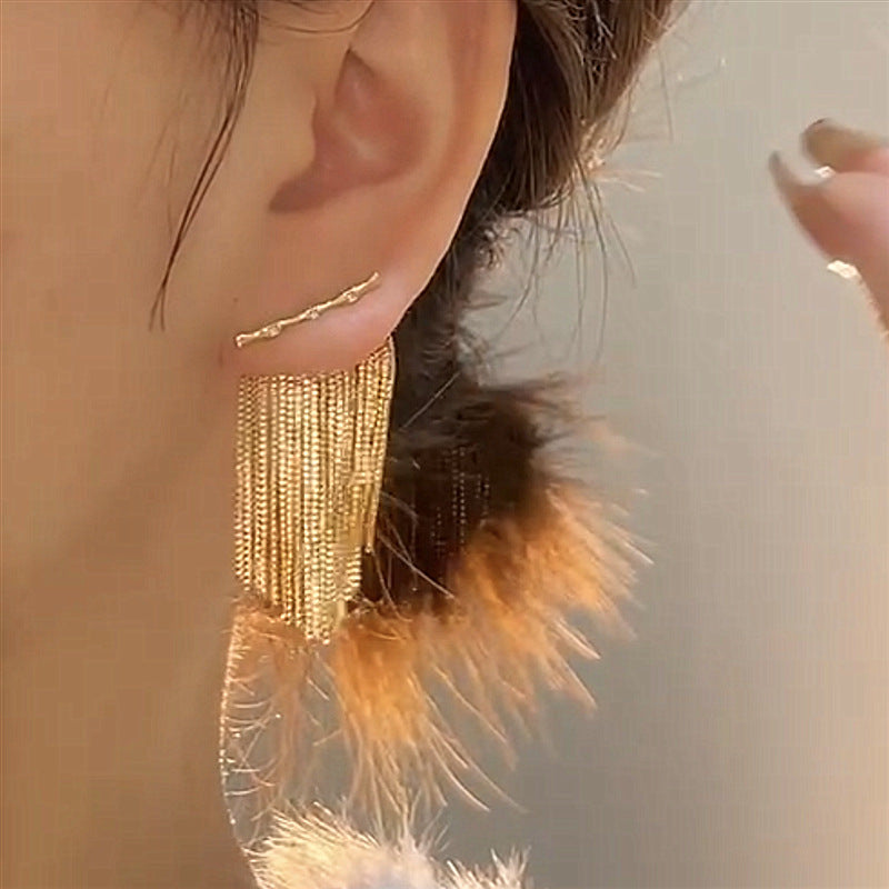 Bamboo Tassel Stud Earrings