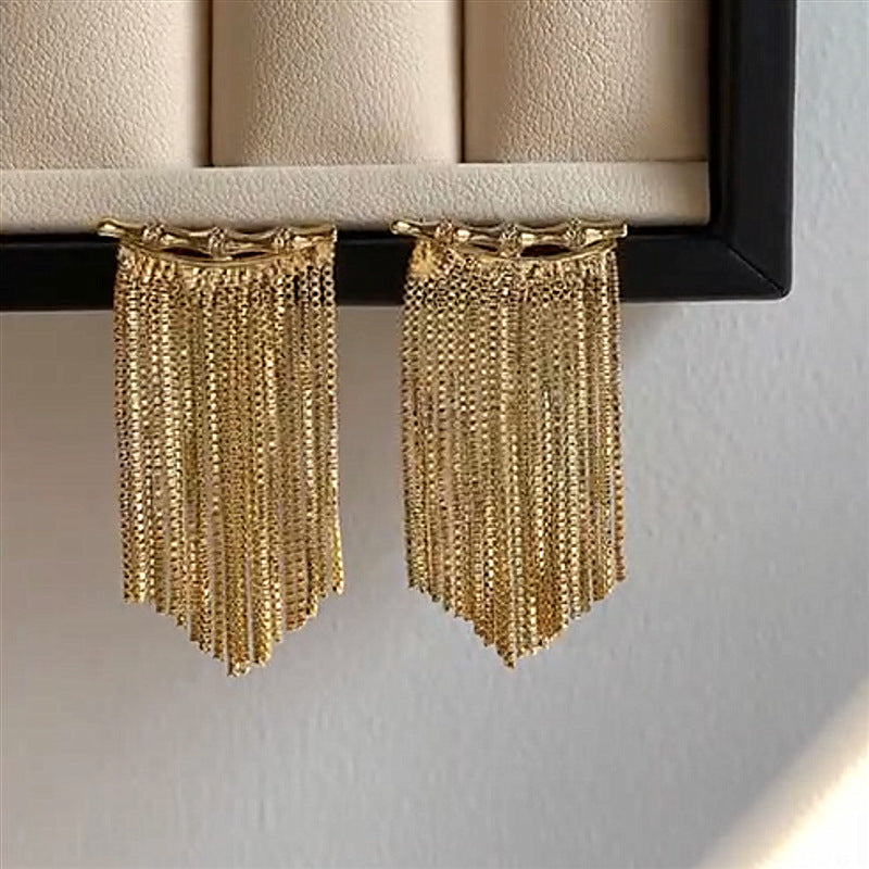 Bamboo Tassel Stud Earrings