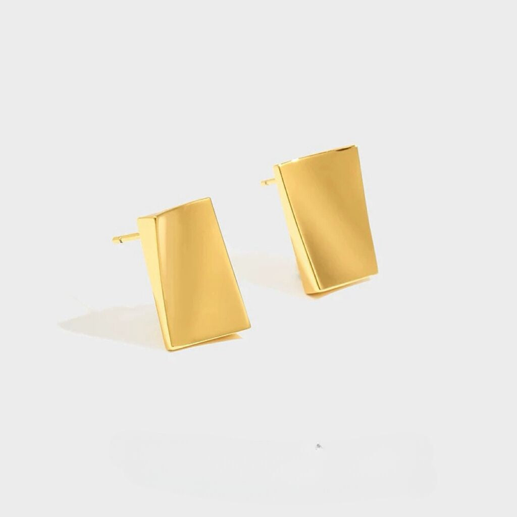 Minimalist Gold Brick Earrings