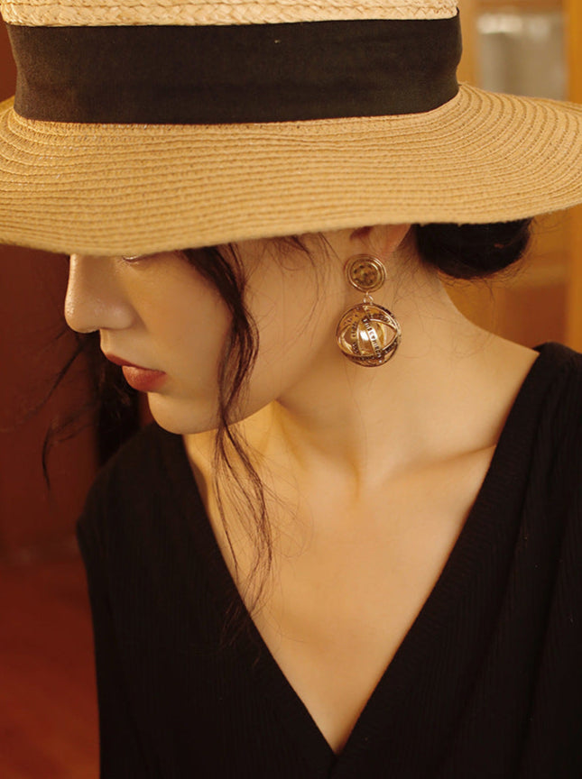 Gold Drop Earrings – Bold Round Statement