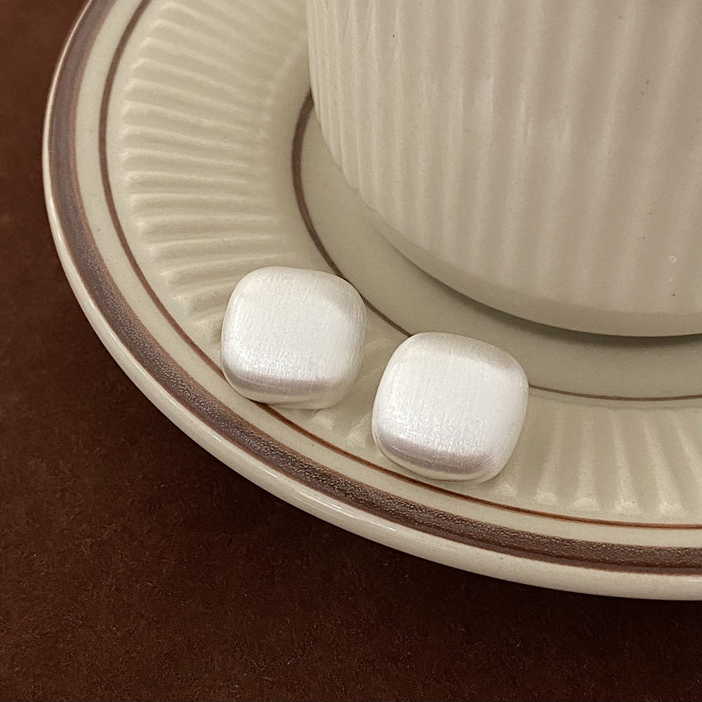 Glossy/Brushed Square Gold Earrings