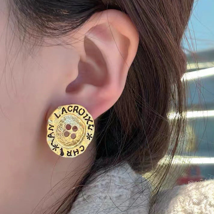 Hand-Painted Vintage Palace Round Ear Clips