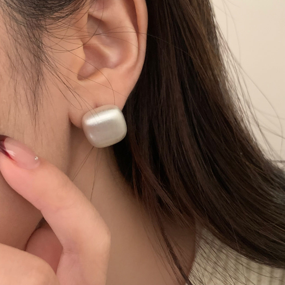 Glossy/Brushed Square Gold Earrings