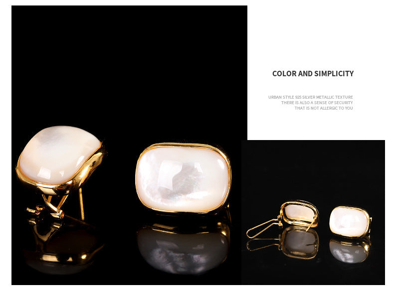 S925 Geometric Shell Earrings